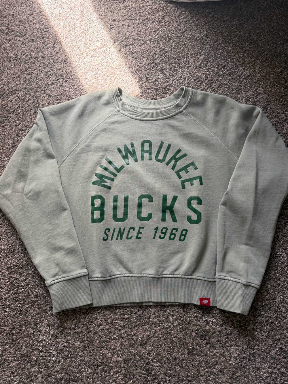 Milwaukee Bucks Vintage-Wash Sage Green Crewneck Sweatshirt - Wmns Small